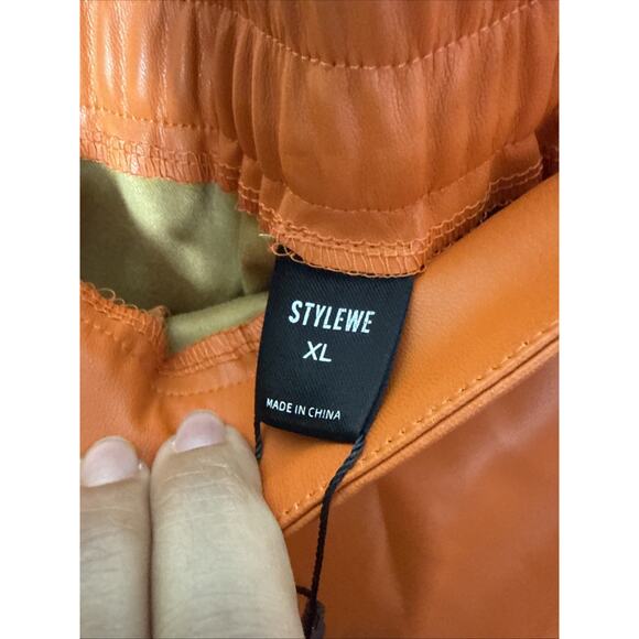 Stylewe Pleather Pants, Orange, XL - Picture 3 of 4